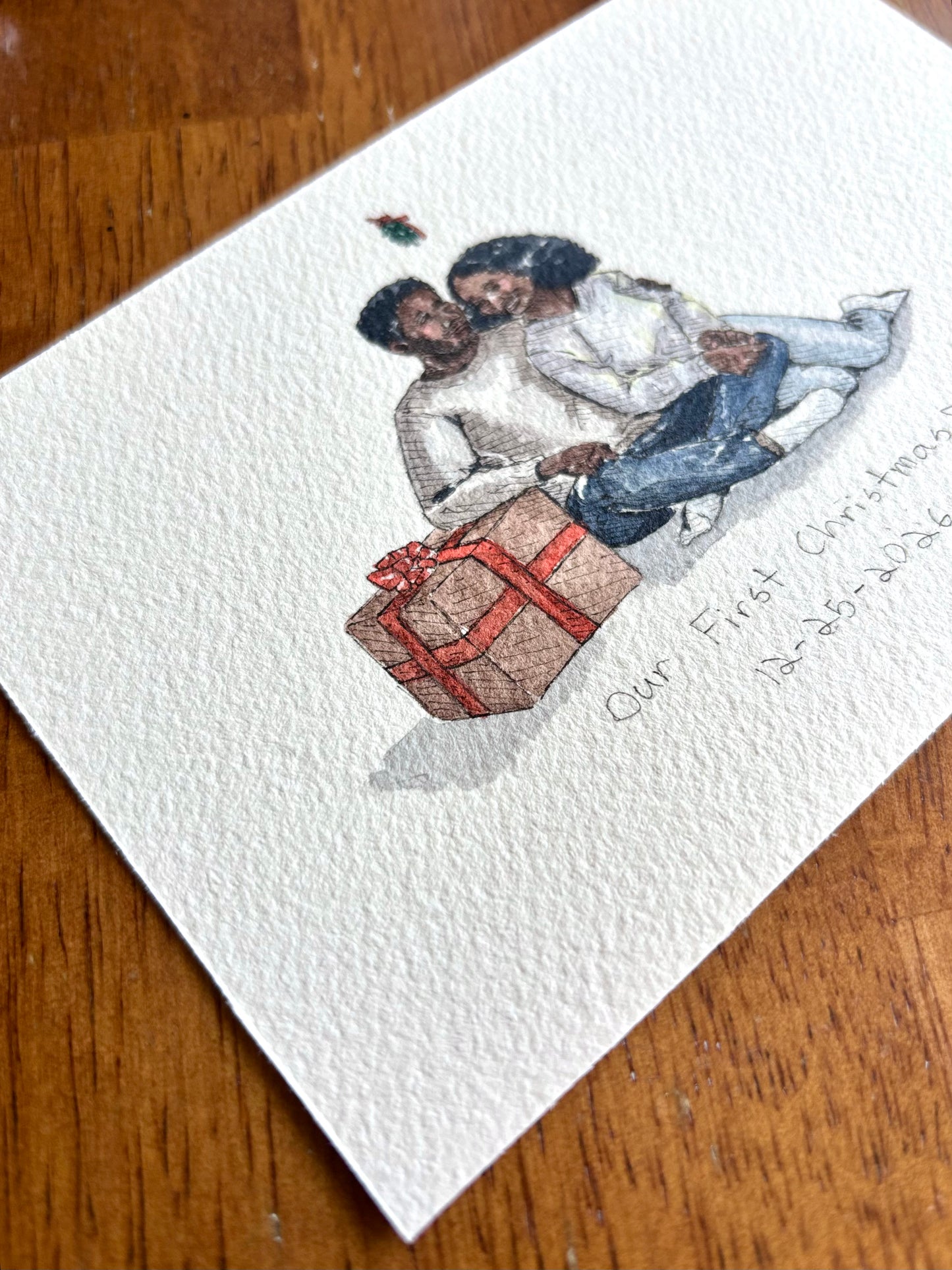 Newlyweds Christmas Gift 2026 | Custom Watercolor Portrait
