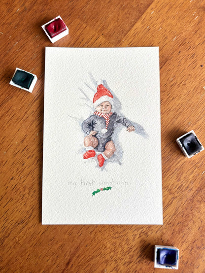 Personalized Baby's First Christmas Gift 2026 | Original Custom Portrait
