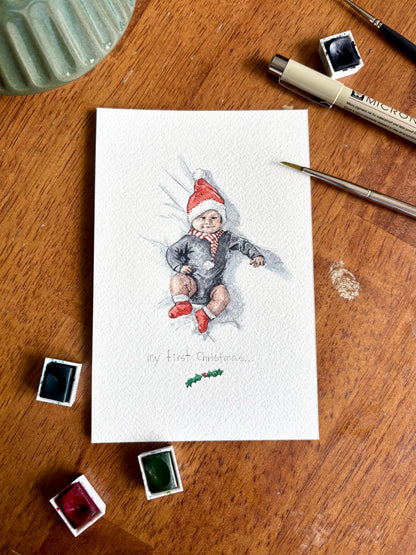 Personalized Baby's First Christmas Gift 2026 | Original Custom Portrait