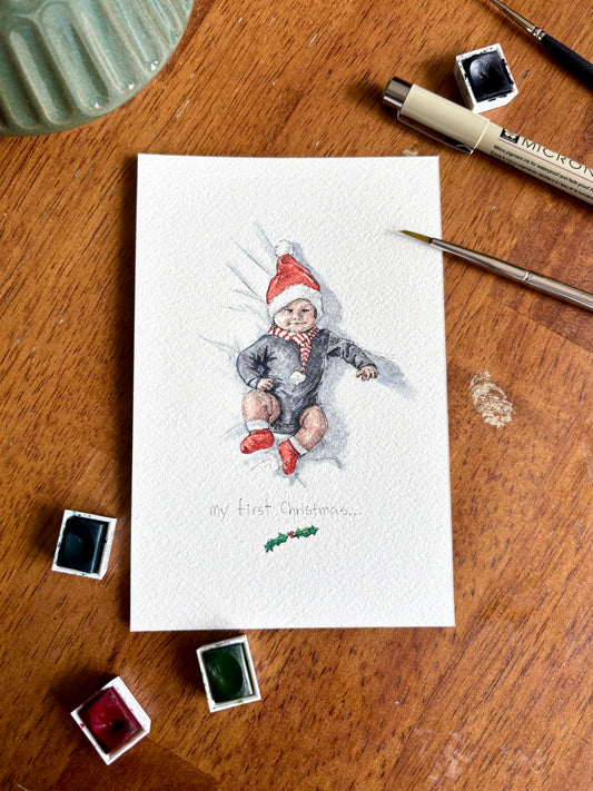 Personalized Baby's First Christmas Gift 2026 | Original Custom Portrait