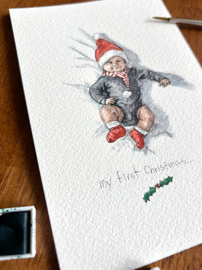 Personalized Baby's First Christmas Gift 2026 | Original Custom Portrait