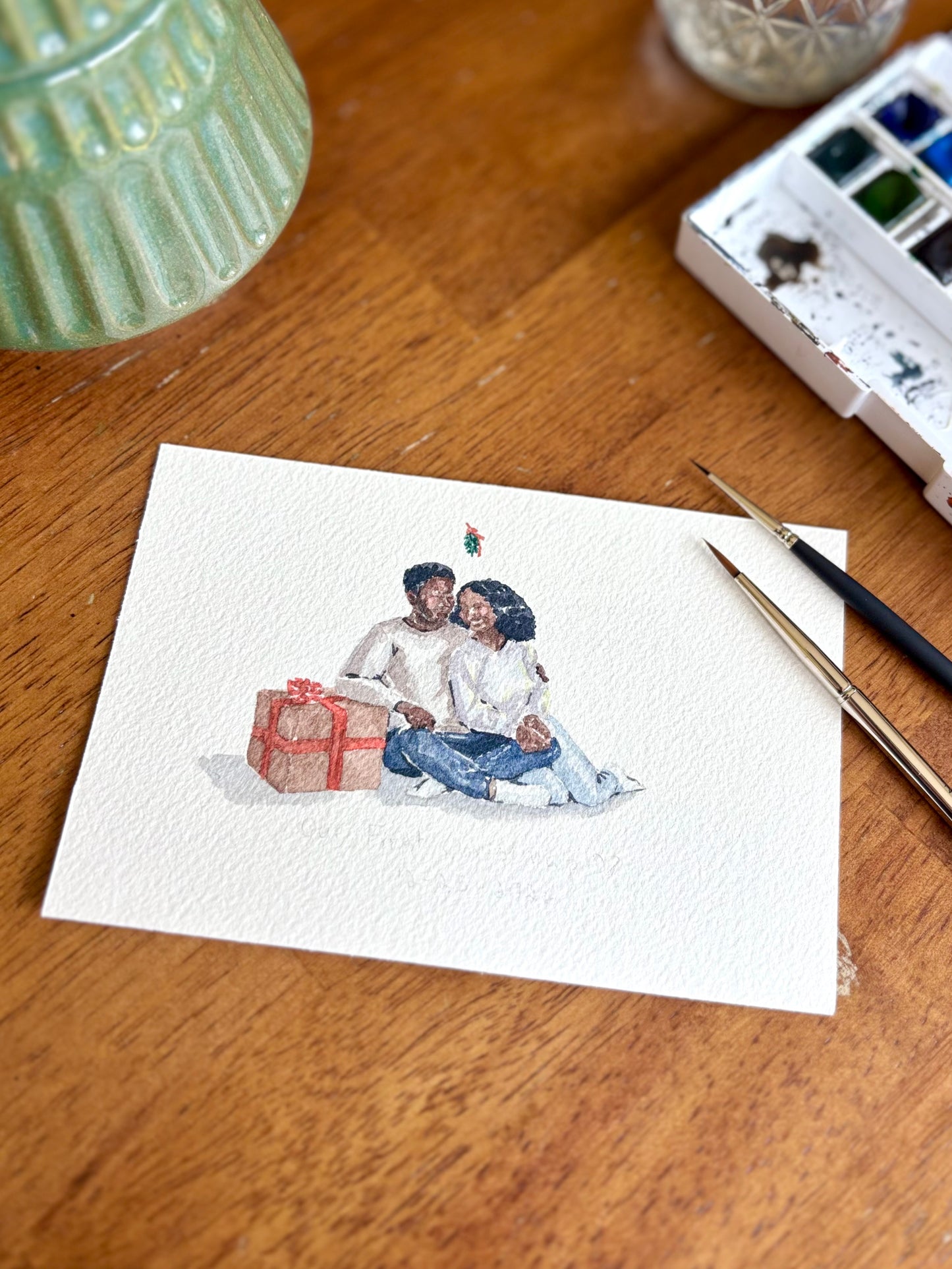 Newlyweds Christmas Gift 2026 | Custom Watercolor Portrait