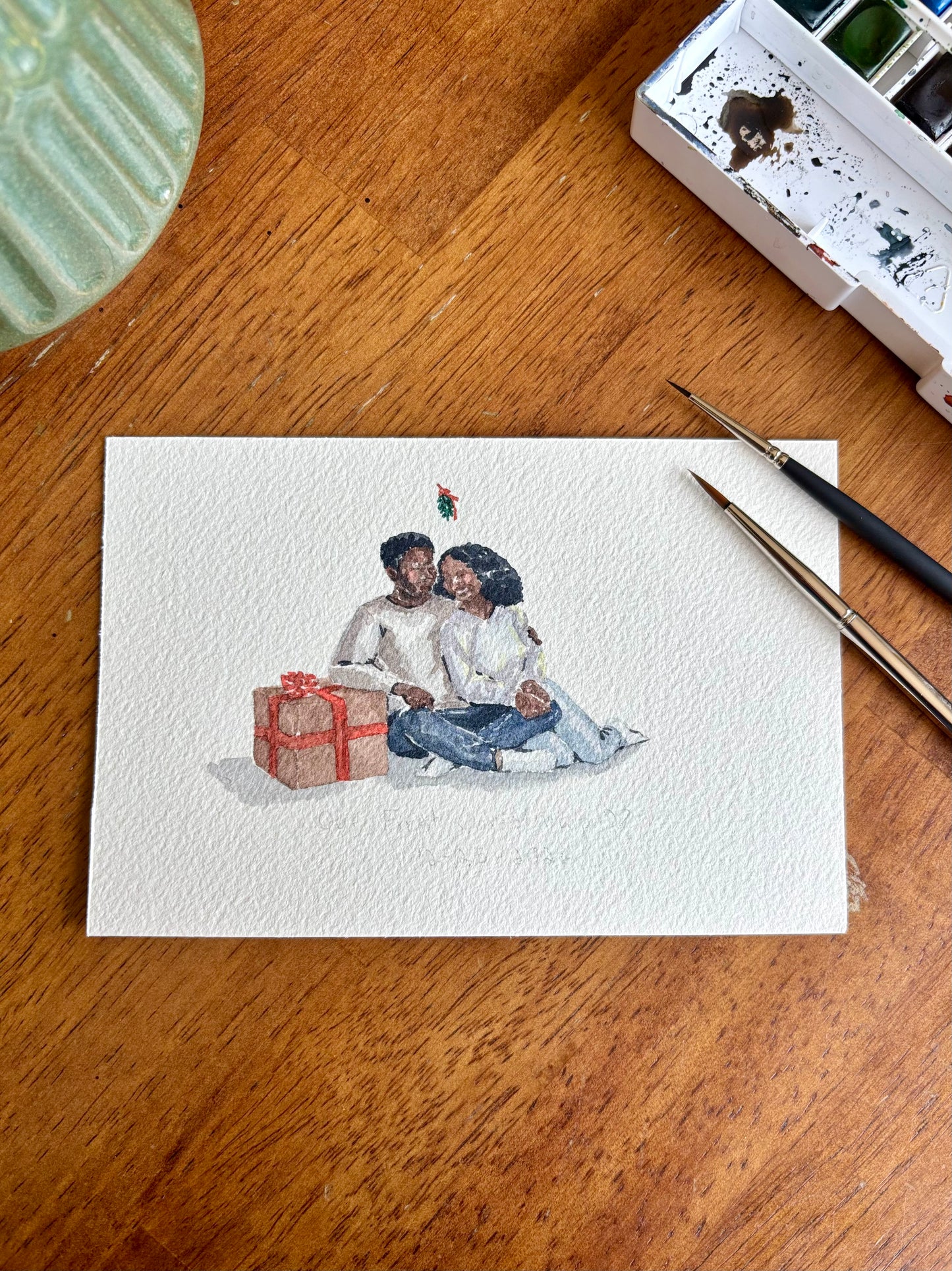 Newlyweds Christmas Gift 2026 | Custom Watercolor Portrait