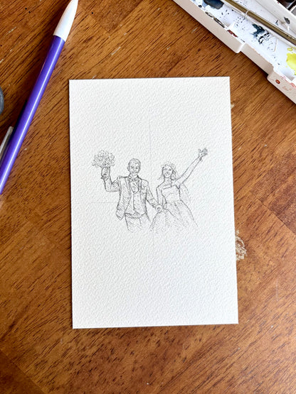 Watercolor Wedding Portrait | Custom Original Artwork