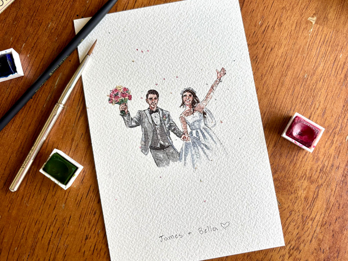 Watercolor Wedding Portrait | Custom Original Artwork